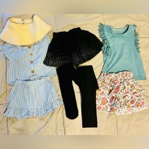 4T Kids' Clothing Set with Blue Top and Floral Skirt